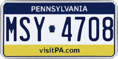 PA license plate MSY4708