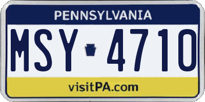 PA license plate MSY4710