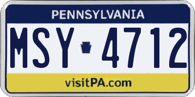 PA license plate MSY4712