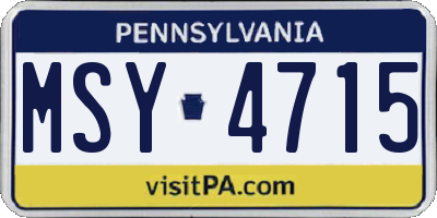 PA license plate MSY4715