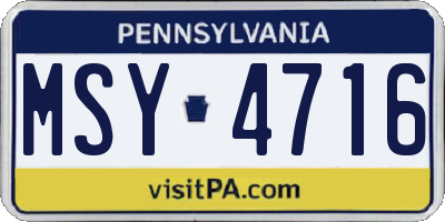 PA license plate MSY4716