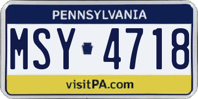 PA license plate MSY4718