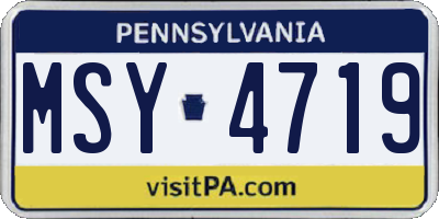 PA license plate MSY4719