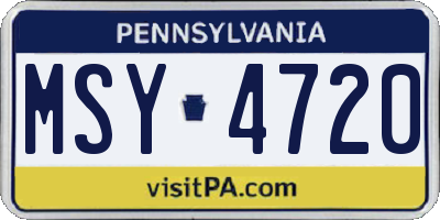 PA license plate MSY4720