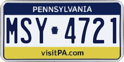 PA license plate MSY4721