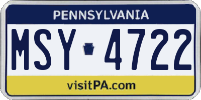 PA license plate MSY4722