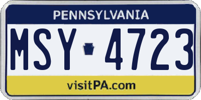 PA license plate MSY4723