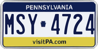 PA license plate MSY4724