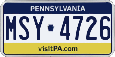 PA license plate MSY4726