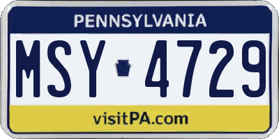 PA license plate MSY4729