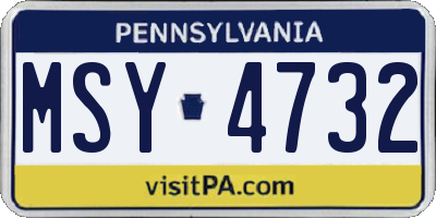 PA license plate MSY4732