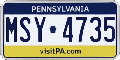 PA license plate MSY4735