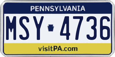 PA license plate MSY4736