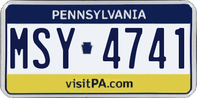 PA license plate MSY4741