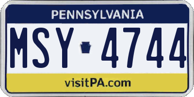 PA license plate MSY4744