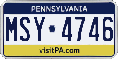 PA license plate MSY4746