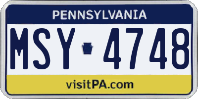 PA license plate MSY4748