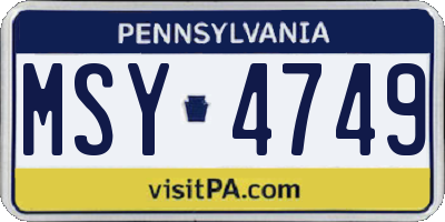 PA license plate MSY4749