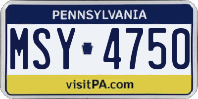 PA license plate MSY4750
