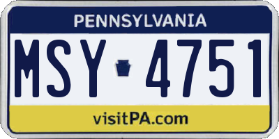 PA license plate MSY4751