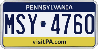 PA license plate MSY4760