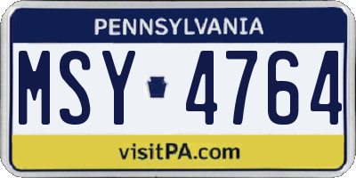PA license plate MSY4764