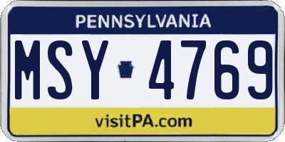 PA license plate MSY4769
