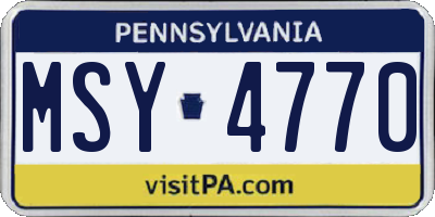 PA license plate MSY4770