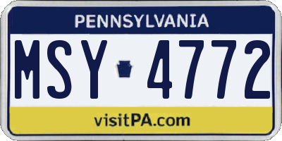PA license plate MSY4772