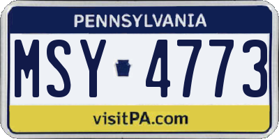 PA license plate MSY4773