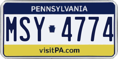 PA license plate MSY4774