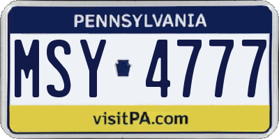 PA license plate MSY4777