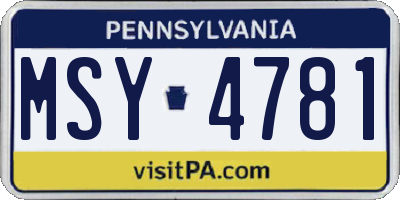 PA license plate MSY4781