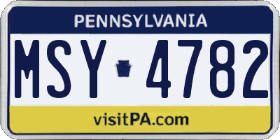 PA license plate MSY4782