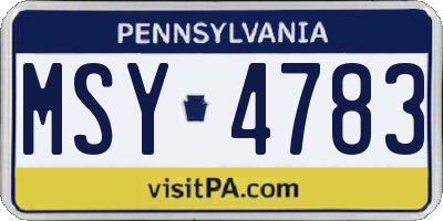 PA license plate MSY4783
