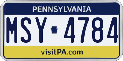 PA license plate MSY4784
