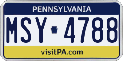 PA license plate MSY4788
