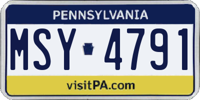 PA license plate MSY4791