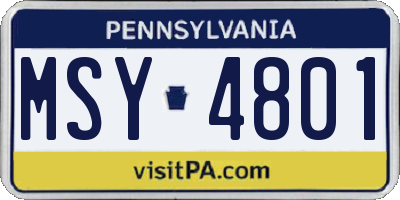 PA license plate MSY4801