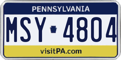 PA license plate MSY4804