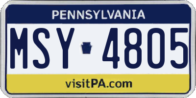 PA license plate MSY4805