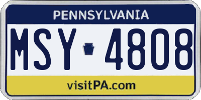 PA license plate MSY4808