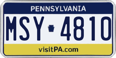 PA license plate MSY4810