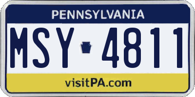 PA license plate MSY4811