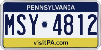 PA license plate MSY4812