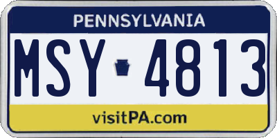 PA license plate MSY4813