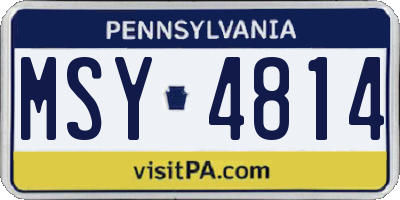 PA license plate MSY4814