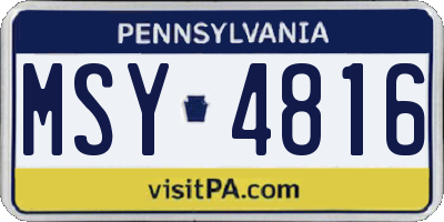 PA license plate MSY4816
