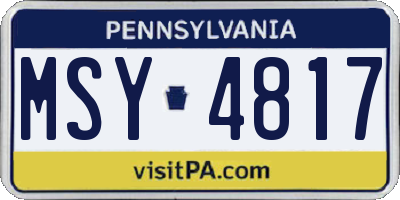 PA license plate MSY4817