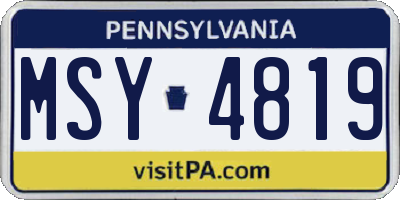 PA license plate MSY4819